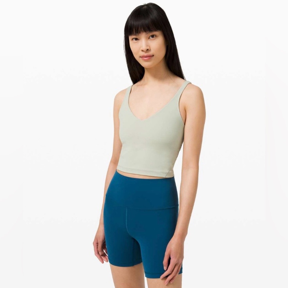 Lululemon Women’s Align V Neck Crop Tank Top Sports Bra Shirt Green 2